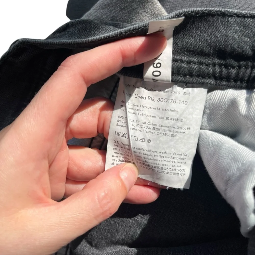 ACNE STUDIOS x BLA KONST Jeans “River Used Black” 30x27 Japanese Denim Cropped